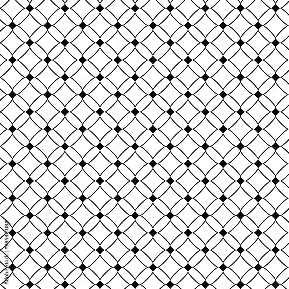 Fototapeta premium Seamless black and white diamond grid pattern.