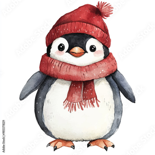 Penguin watercolor clipart illustration isolated