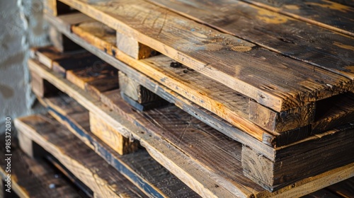 A stack of wooden pallets with a brownish color