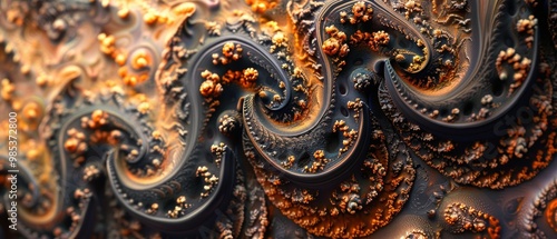 Abstract Fractal Pattern with Warm Colors and Swirls