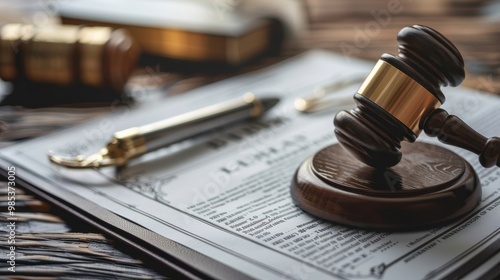 A judge's gavel sits on top of a legal document