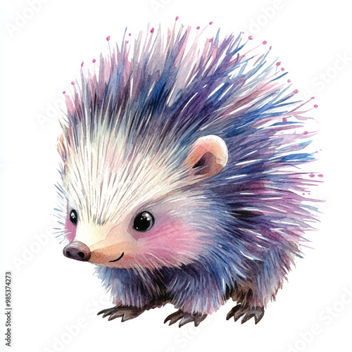 Porcupine watercolor clipart illustration isolated