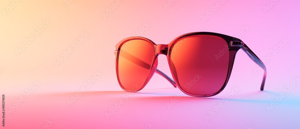 Sunglasses on Pink and Blue Gradient Background. Sunglasses on Pink and Blue Gradient Background.