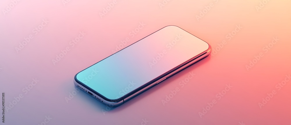 Smartphone in Pink and Blue Gradient Light. Smartphone in Pink and Blue Gradient Light.