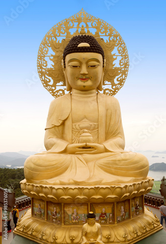 Goseong-gun, Gyeongsangnam-do, South Korea - January 1, 2015: Bhaisajyaguru Buddha Statue at Bohyeonsa Temple of Muisan Mountain photo