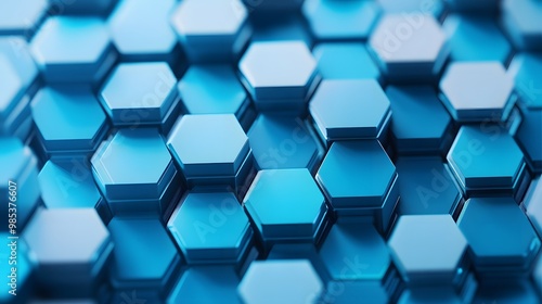 Abstract Pattern of Blue Hexagon Shapes