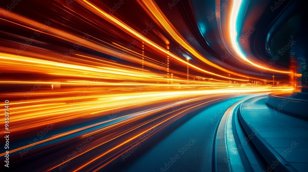 Abstract Speed Light Trails in City Tunnel Abstract Speed Light Trails in City Tunnel