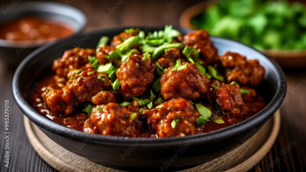 Delicious meatballs in a savory sauce ready to be enjoyed Delicious meatballs in a savory sauce ready to be enjoyed
