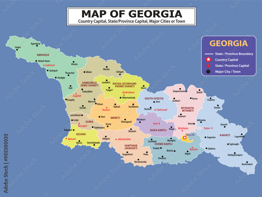 Naklejka premium Political map. Political map of country with capital, province or state capital, major cities and town.