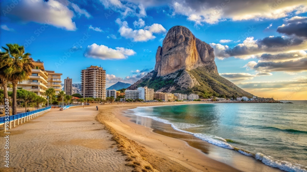 Calpe Beach With Penon De Ifach Rock In The Background Featuring The Calpe Beach With Penon De Ifach Rock In The Background Featuring The