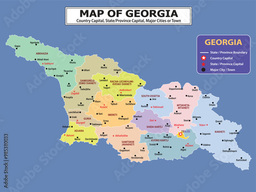 Political map. Political map of country with capital, province or state capital, major cities and town.