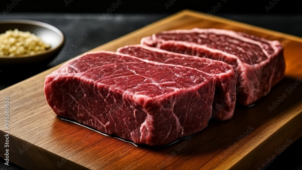 Deliciously marbled steak ready to be savored Deliciously marbled steak ready to be savored