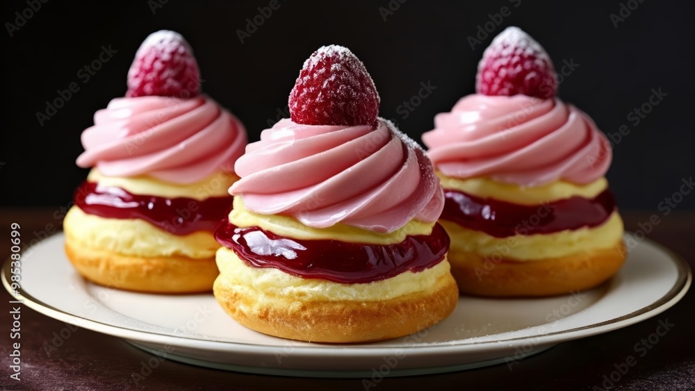 Deliciously tempting strawberry cream pastries Deliciously tempting strawberry cream pastries