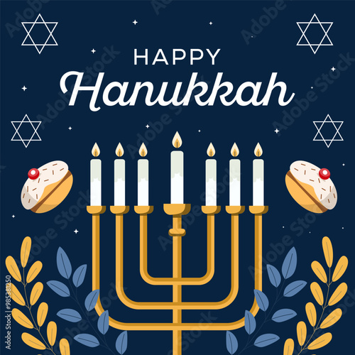 illustration in flat design for celebrate hanukkah
