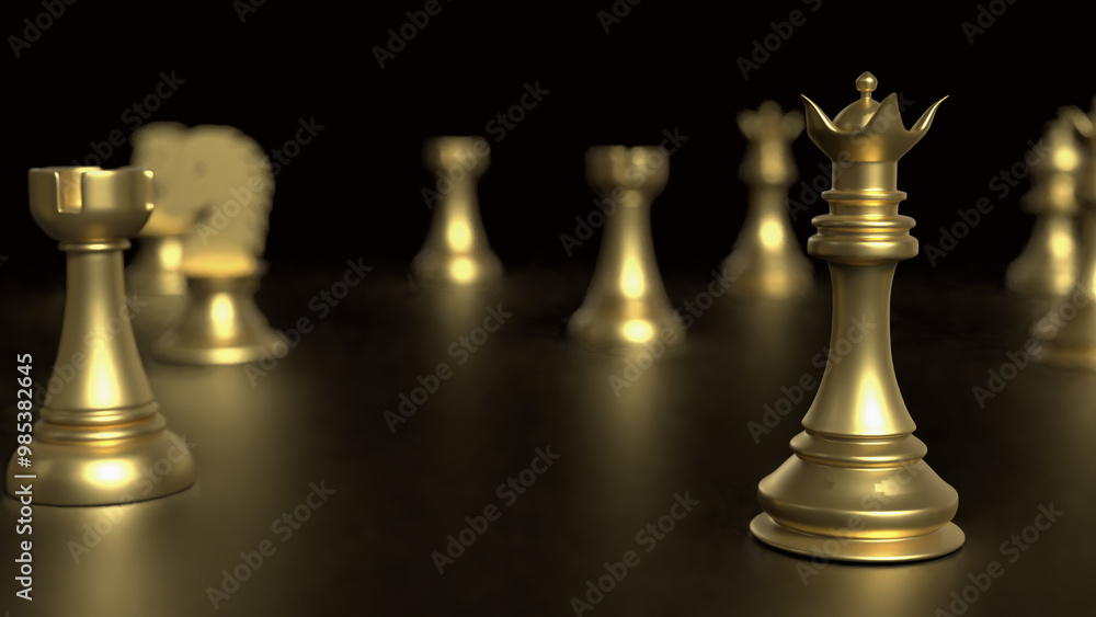 The Gold chess on black background for Business concept 3d rendering. The Gold chess on black background for Business concept 3d rendering.