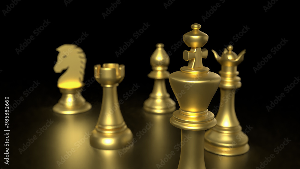 The Gold chess on Black Background for Businesss 3d rendering.. The Gold chess on Black Background for Businesss 3d rendering..