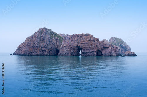 Doglibmun(Independence Gate) Rock on the sea at Hongdo Island of Dadohaehaesang National Park near Sinan-gun, South Korea