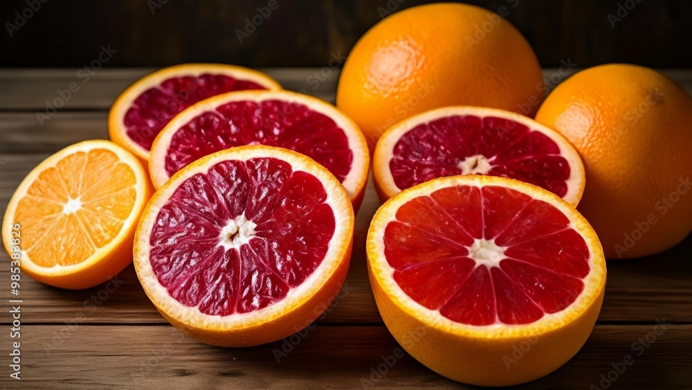 Freshly sliced blood oranges ready to enjoy Freshly sliced blood oranges ready to enjoy