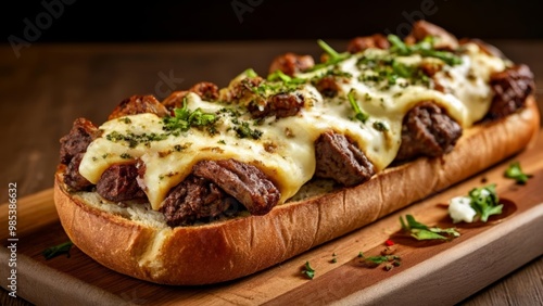  Deliciously indulgent steak sandwich ready to be savored