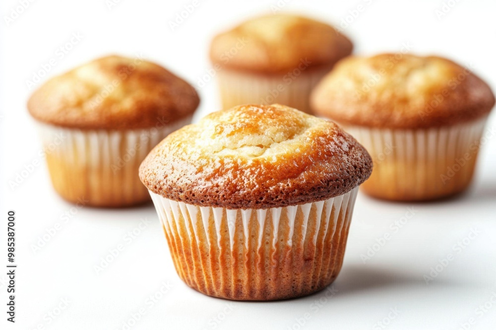 Close-up of delicious muffins on white background. Close-up of delicious muffins on white background.
