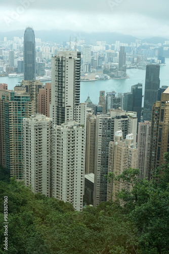 View of Hong Kong Island from The Peak.	 photo