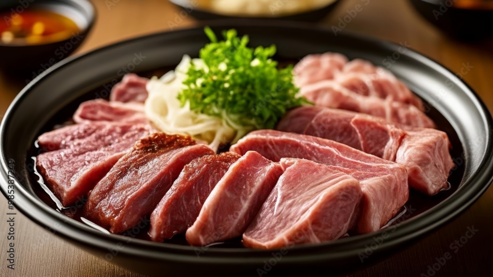 Deliciously prepared sashimi ready to be savored Deliciously prepared sashimi ready to be savored