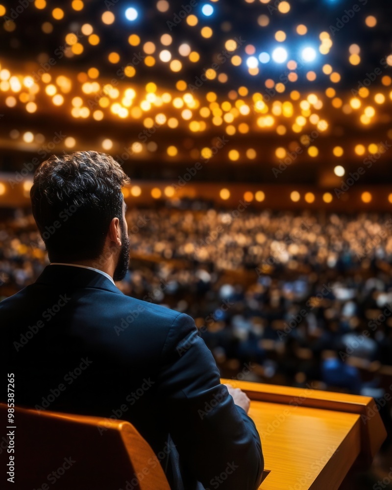 Fototapeta premium Audience from behind in a packed conference hall