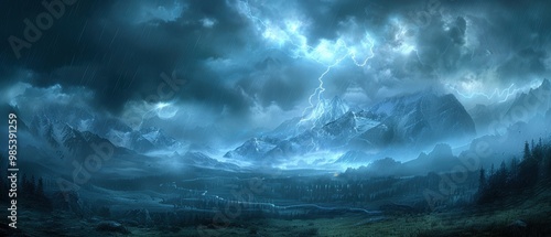 Majestic Stormy Mountains Under Dramatic Clouds