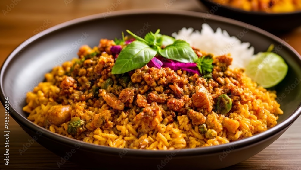 Deliciously seasoned rice dish ready to be savored Deliciously seasoned rice dish ready to be savored