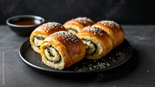  Deliciously twisted Four freshly baked cinnamon rolls on a plate