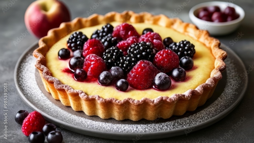 Deliciously fresh fruit tart ready to be savored Deliciously fresh fruit tart ready to be savored