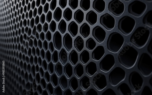 Closeup of a black hexagonal pattern.