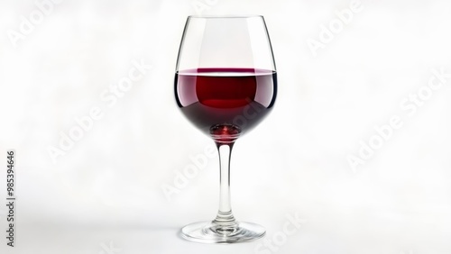  A single glass of red wine elegantly poised