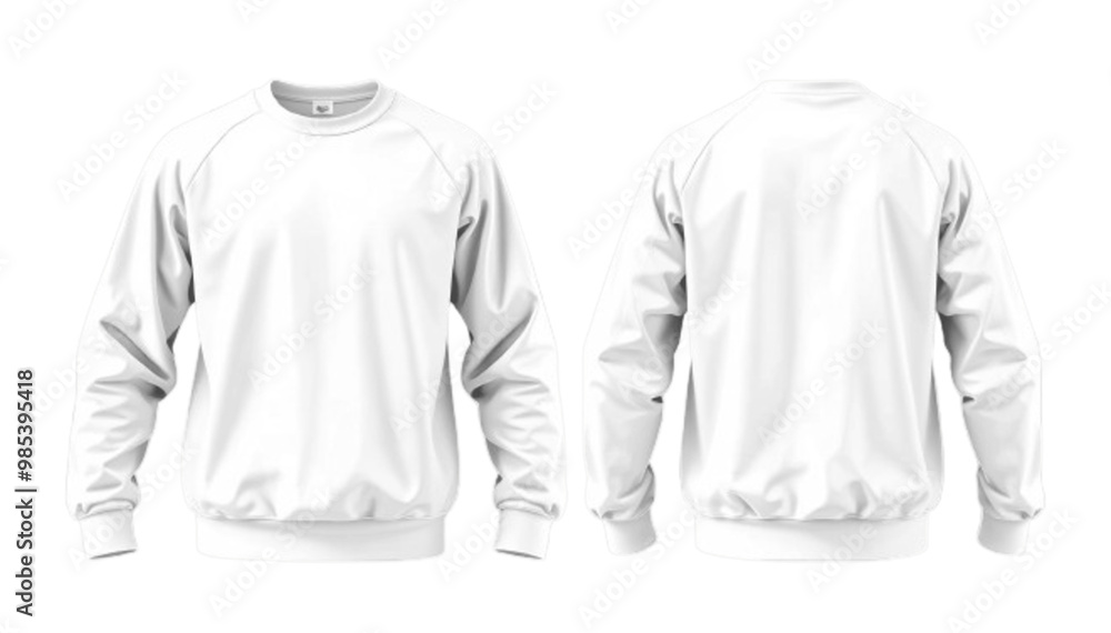 Set of white front and back view tee sweatshirt sweater long sleeve on transparent background cutout, PNG file. Mockup template for artwork graphic design Set of white front and back view tee sweatshirt sweater long sleeve on transparent background cutout, PNG file. Mockup template for artwork graphic design