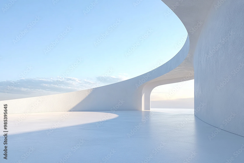 Abstract 3D rendering minimalist style architectural space scene Abstract 3D rendering minimalist style architectural space scene