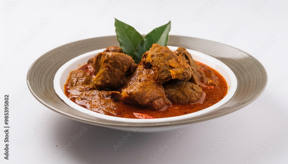 Malaysian Food, Rendang on white background isolated. Malaysian Food, Rendang on white background isolated.