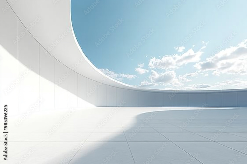 Obraz premium Abstract 3D rendering minimalist style architectural space scene