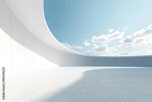 Abstract 3D rendering minimalist style architectural space scene