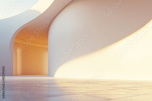 Abstract 3D rendering minimalist style architectural space scene