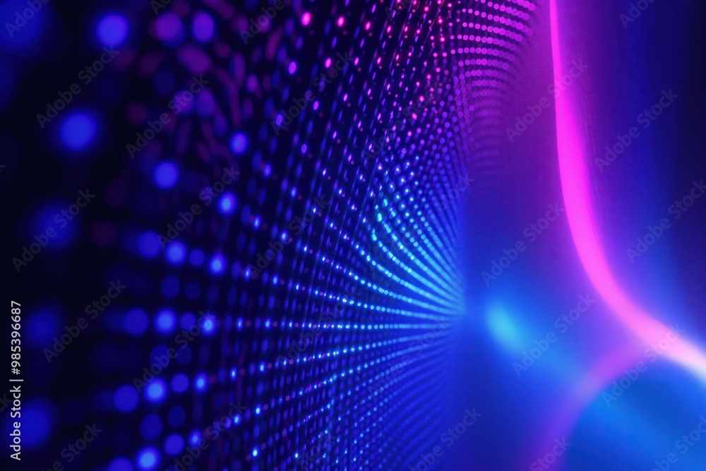 Abstract design of blue and purple light pattern in electromagnetic spectrum. Bright, neon colors in repeating section of energy. Illustration of electromagnetic radiation and its visible segment. Abstract design of blue and purple light pattern in electromagnetic spectrum. Bright, neon colors in repeating section of energy. Illustration of electromagnetic radiation and its visible segment.