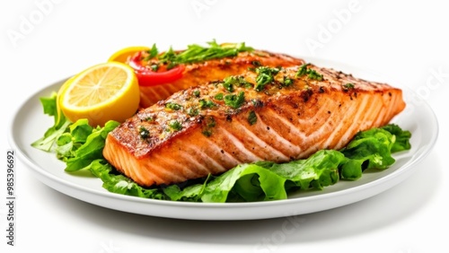  Deliciously grilled salmon with lemon and greens