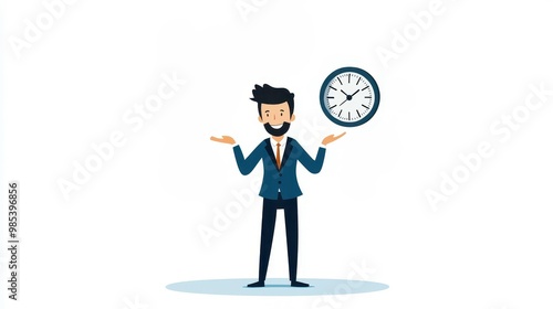 Businessman Balancing Time Management Concept Illustration