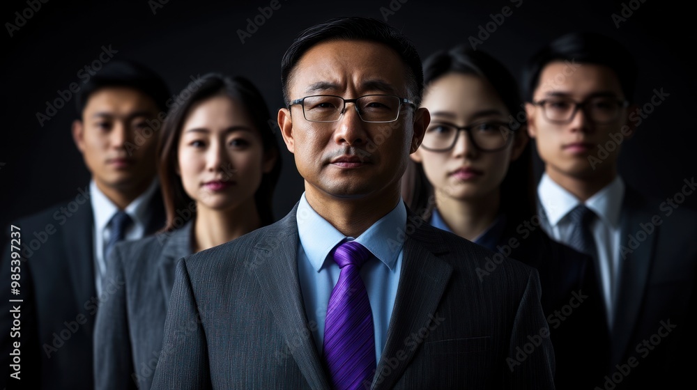 A group of people in suits and ties are standing together