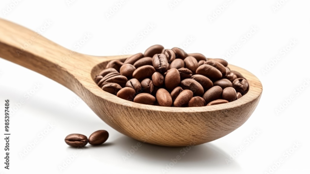 Fototapeta premium Freshly roasted coffee beans in a wooden bowl