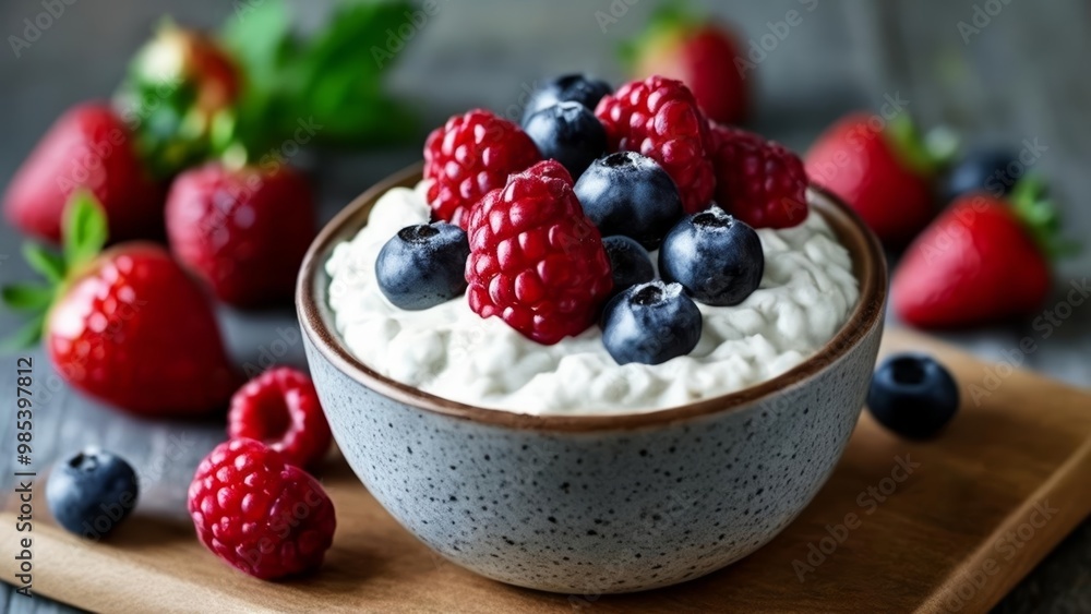 Deliciously fresh berries and cream a summer delight Deliciously fresh berries and cream a summer delight