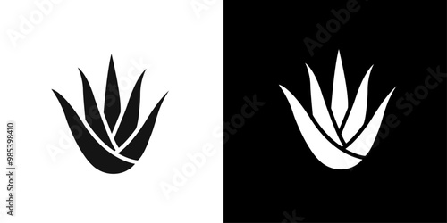 aloe vera icon Flat vector set outline