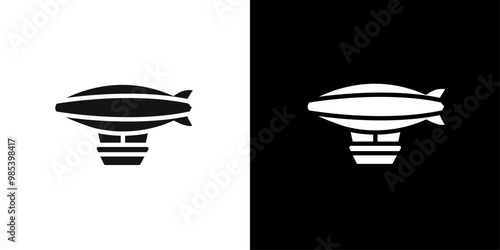 Airship icon Flat vector set outline