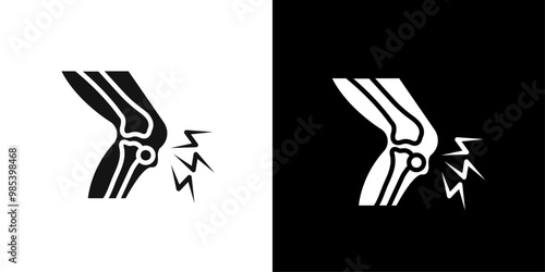 Arthritis knee joint pain icon Flat vector set outline