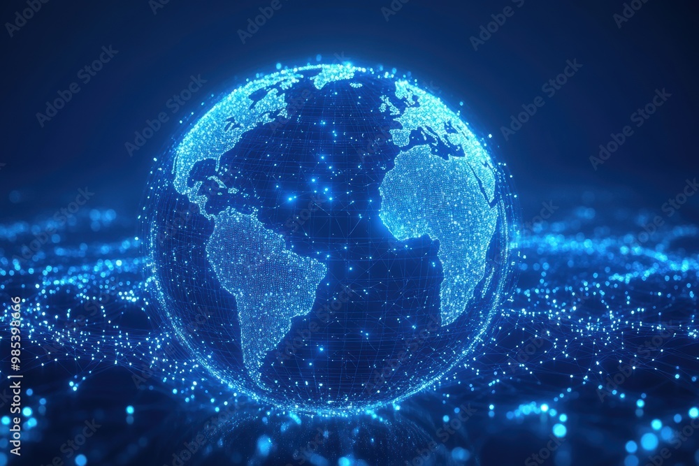 Obraz premium Digital Earth Globe with Network Connections