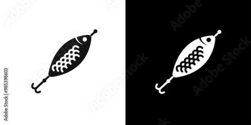 Bait Fishing Minnow icon Flat vector set outline
